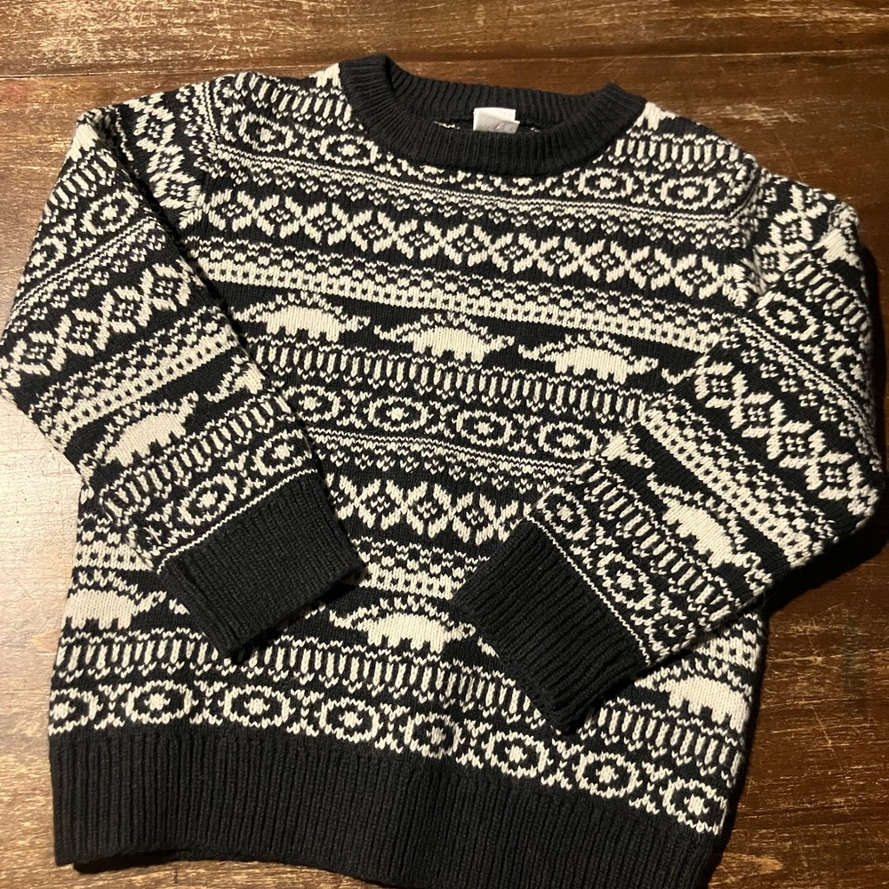 Boys Baby GAP Black and White Patterned Toddler Sweater